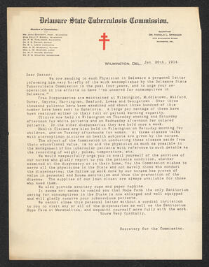 Letter to Delaware Doctors, January 20th, 1914