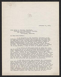 Letter, James Alexander Miller to Emily P. Bissell, November 12, 1921