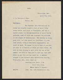 Letter to J.G. Harrison & Sons from Emily P. Bissell, April 5 to May 20, 1910