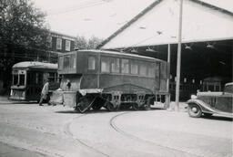 Delaware trolley car barn, May 14, 1939