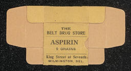 Disposable pill packet sold by Z. James Belt, Druggist