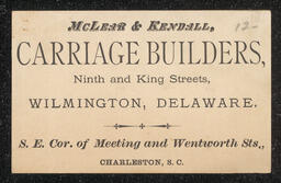 Advertisement for McLear and Kendall Carriage Manufacturers from the 1894 Wilmington City Director.