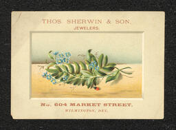 Trade card printed for Thomas Sherwin and Son, a jeweler in Wilmington.