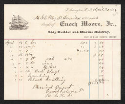 Billhead for the sale of various ship parts from Enoch Moore & Sons in Wilmington.
