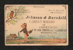 Trade card, Johnson and Barnhill, Cabinet makers and Undertakers