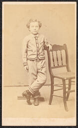Carte de visite, Young Boy Posing with Chair, front