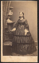 Carte de visite, Woman in Ruffled Dress with Chain, front