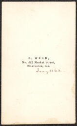 Carte de visite, Woman with Plaid Bowtie, Jan. 1863, back