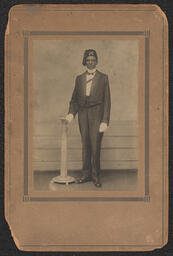 Cabinet card, Standing Portrait of a Man wearing a fez