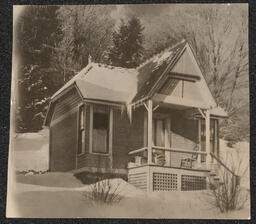 "Little Red" cure cottage in winter, Saranac Lake, NY, undated