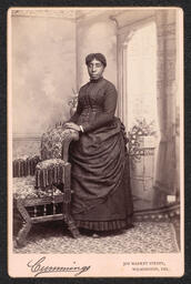 Cabinet card, Portrait of a woman leaning on a chair