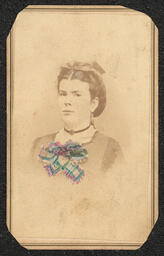 Carte de visite, Woman with Plaid bow, front