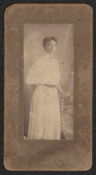 Photograph, Woman wearing a white lace dress