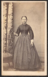 Carte de visite, Woman in Striped Skirt, front