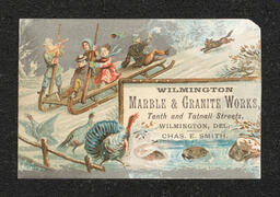 Trade card, Wilmington Marble and Granite Works, Sledding