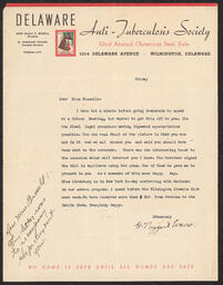Letter, G. Taggart Evans to Emily Bissell, circa 1938