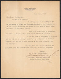 Letter, Thomas Monaghan to Emily Bissell, July 24, 1914