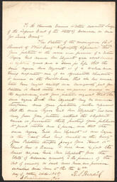 Petition about Ann Elizabeth, an enslaved woman aged 17 or 18, by R. S. Burdick, who accuses her of "objectionable" behavior, theft, and running away. Burdick asks the state for permission to sell Ann Elizabeth out of state.