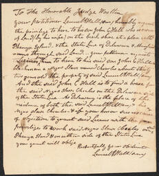 Petition about Charles, enslaved person, by Lemuel Hall to Judge Wooten, Sussex County, n.d.
