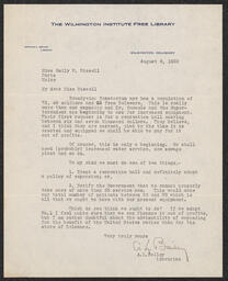Letter, Arthur L. Bailey to Emily Bissell, August 8, 1923
