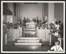 Christmas altar at St. Matthew's Church, 1955