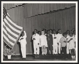 Saying the pledge of allegiance, circa 1945-1965
