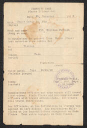 William H. Furrowh's identification card, 1918