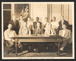 Photograph of the board of the United Railroad Workers Union Board, Local 1342. William H. Furrowh is pictured in the back row, fourth person from the left. Collection also includes the negative of this image.