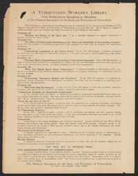 "A Tuberculosis Worker's Library" circular, circa 1916