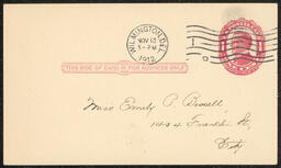 Postcard, Rachel S. Howland and Ida M. Ball to Emily Bissell, November 11, 1912, part 2