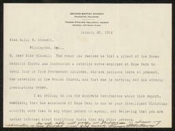 Letter, Thomas P. Holloway to Emily Bissell, January 30, 1914