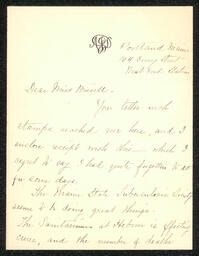 Letter, Anna J. Davis to Emily Bissell, July 18, 1908, part 1