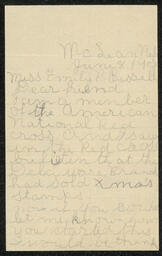 Letter, George Hard to Emily Bissell, June 8, 1908, part 1