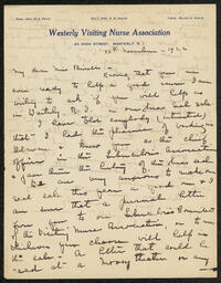 Letter, Elizabeth Sumner to Emily Bissell, November 26, 1922, part 1