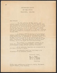Letter from Seventh Ward League, circa January, 1934