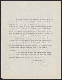 Typescript of statement by William H. Speer on President's birthday party, circa January 1934