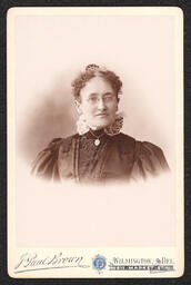 Cabinet Card, Woman with High Lace Collar and Glasses, circa 1900, front