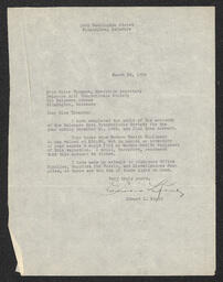Letter, Edward L. Kenly to Helen Thomson, March 26, 1930