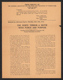 Press Release for "The White Terror," June 10, 1915