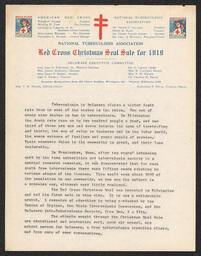 Red Cross Christmas Seal Sale for 1919 Publicity Letter on Economic Concerns, 1919