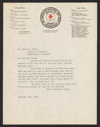 Letter to Henry P. Scott, Chairman of the Delaware Chapter of the American National Red Cross, requesting a Red Cross speaker to discuss patriotism for Roll Call at Delaware College.