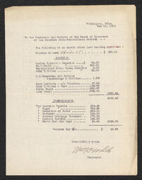 Delaware Anti-Tuberculosis Society Income Statement, May 18, 1914