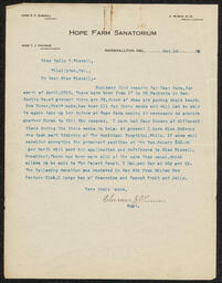 Hope Farm Sanatorium report, May 14, 1915