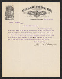 Letter to Emily P. Bissell concerning a donation from dinner guests, August 28, 1911