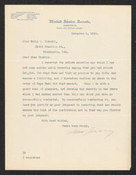 Letter to Emily P. Bissell from Willard Saulsbury, November 5, 1915