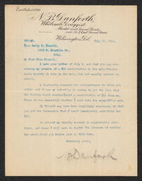 Letter to Emily P. Bissell from N.B. Danforth, July 12, 1912