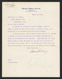 Letter to Emily P. Bissell from Willard Saulsbury, March 26, 1914
