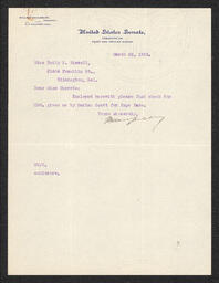 Letter to Emily P. Bissell from Willard Saulsbury, March 28, 1914