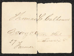 Civil War Draft Card for Thomas L. Calhoun, 1864