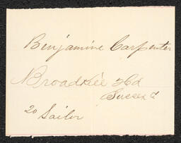 Civil War Draft Card for Benjamine Carpenter, 1864